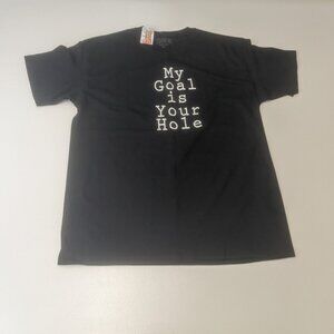 NWT Spencer's Black Tee Size Large My Goal is Your Hole